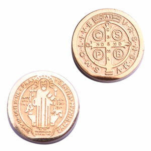 Acero Medalla Transversal San Benito Dorada 10mm (1 pza)