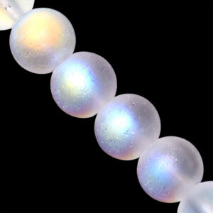 Cristal Luna Bola 8mm Blanco 34cm aprox  (1 tira)