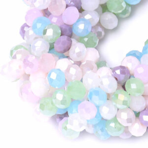 02 Cristal Rondel 4x6mm  Mix Rosa/Verde 45cm aprox (1 tira)