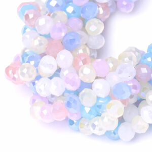 03 Cristal Rondel 4x6mm  Mix Rosa/Azul 45cm aprox (1 tira)