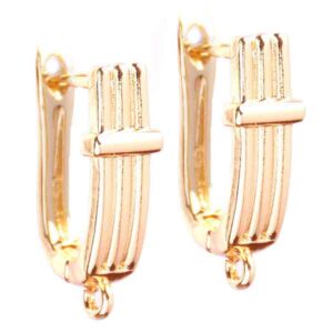 CAR36 Chapa de Oro 18K Arete Lineas (1 par)