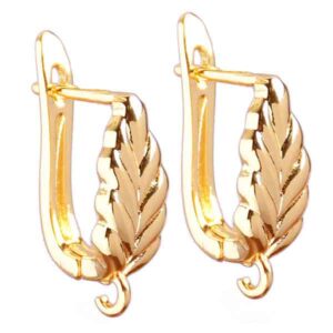 CAR37 Chapa de Oro 18K Arete Hojas (1 par)