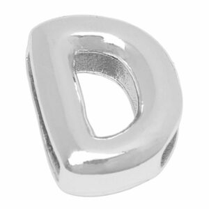 Baño Plata Letra Transversal Inflada D - 14mm (1 pza)
