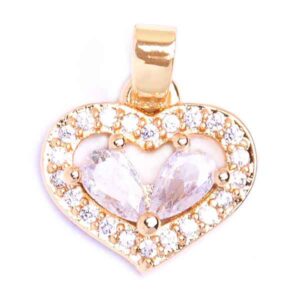 591-01 Micropave Corazon Zirconia Cristal 10mm Dorado(1 pza)