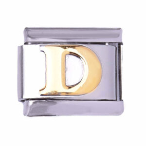 Acero Charm Italiano Letra D - 9mm  (1 pza)
