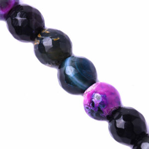Agata Bola Fac.8mm Mix Negro - 36cm aprox (1 tira)