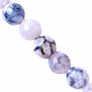Agata Bola Fac.8mm Blanco/Negra- 36cm aprox (1 tira)