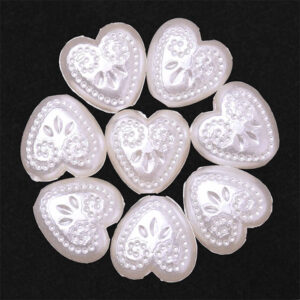 05 Acrilico Cuenta Corazon Grabado 12mm Hueso (10 grm)