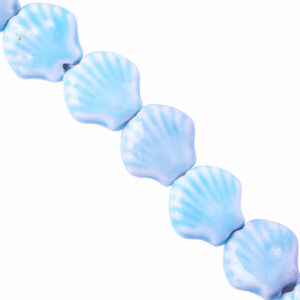 Ceramica Cuenta Concha Plana Celeste 15mm- 19cm aprox (1 tira)
