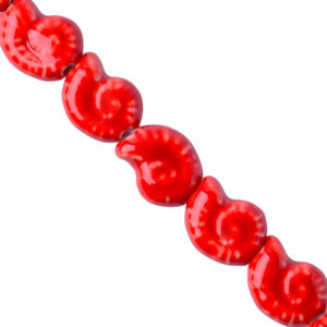 Ceramica Cuenta Caracol Rojo 14mm - 18cm aprox(1 tira)