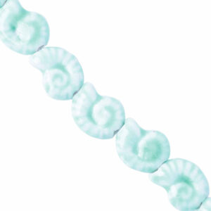 Ceramica Cuenta Caracol Verde Menta 14mm - 18cm aprox(1 tira)