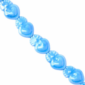 Ceramica Cuenta Sagrado Corazon Celeste 16mm- 18cm aprox (1 tira)