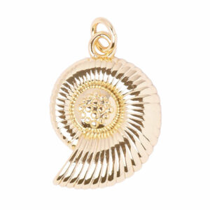 CDL445 Chapa de Oro Dije Caracol Espiral 17mm (1 pza)