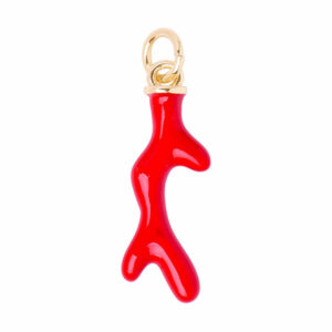 Chapa de Oro/Esmalte Dije Coral Rojo 20mm (1 pza)
