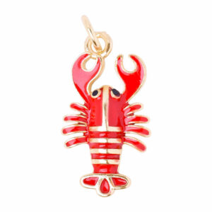 Chapa de Oro/Esmalte Dije Cangrejo Rojo 18mm (1 pza)