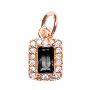 Micropave Dije Rectangulo Negro 8mm Dorado (1 pza)