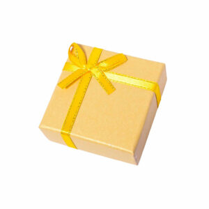 Caja Regalo c/Moño Arete 7.5x7.5x3.5cm Dorada (1 pza)