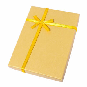 Caja Regalo c/Moño Collar 12x16x3cm Dorada (1 pza)