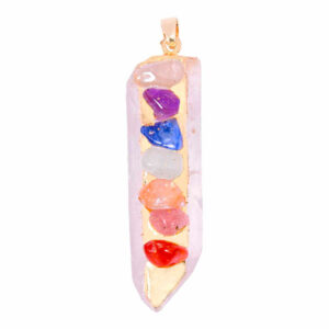Dije Cuarzo Cristal 7 Chakras Bisel Hexagono 50mm (1 pza)
