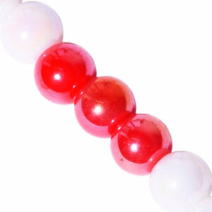 Cristal Bola 8mm Rojo/Blanco- 41cm aprox  (1 tira)