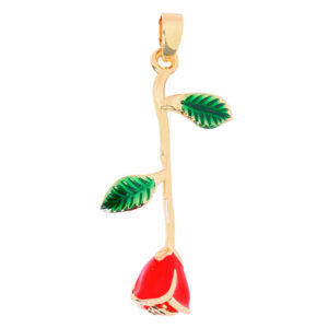 Chapa Oro Dije Esmalte Flor Roja 30mm (1 pza)
