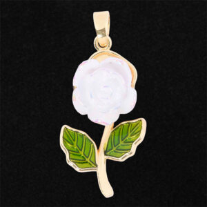 Chapa Oro Dije Esmalte Flor Blanca 25mm (1 pza)