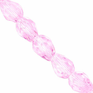 Cristal Gota Fac 5x7mm C22-Rosa- 25cm aprox (1 tira)