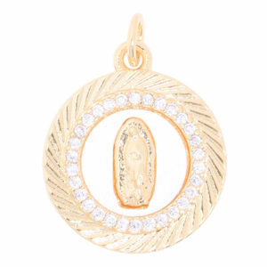 Micropave Dije Virgen Mandreperla Circulo 14mm Dorado (1 pza)