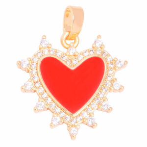 Micropave Dije Corazon Rojo 19mm Dorado (1 pza)