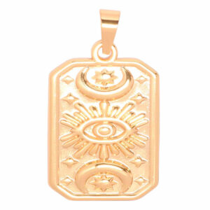 Acero Dije Rectangulo Sol/Ojo  22mm Dorado (1 pza)