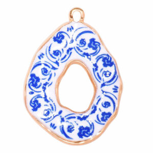 Acero Dije Esmalte Dona Flores Azil 30mm Dorado (1 pza)