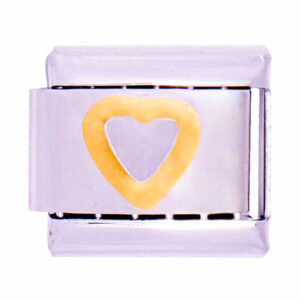 Acero Charm Italiano Corazon Silueta Dorado Acero - 9mm  (1 pza)