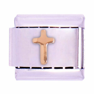 Acero Charm Italiano Cruz Dorada 9mm Acero (1 pza)