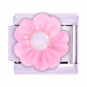 Acero Charm Italiano Flor Rosa  9mm Acero (1 pza)