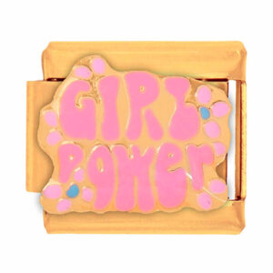 Acero Charm Italiano "Girl Power" 9mm Dorado (1 pza)
