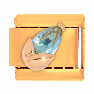 Acero Charm Italiano Tulipan Azul 9mm Dorado (1 pza)