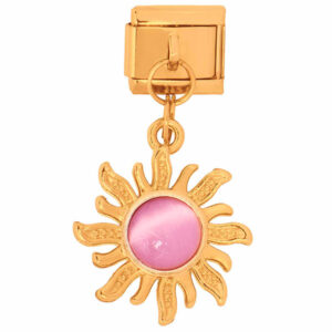 Acero Charm Italiano Dije Sol 20mm- 9mm Dorado (1 pza)