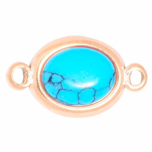 Acero Separador Howlita Azul Oval 14mm Dorado (1 pza)